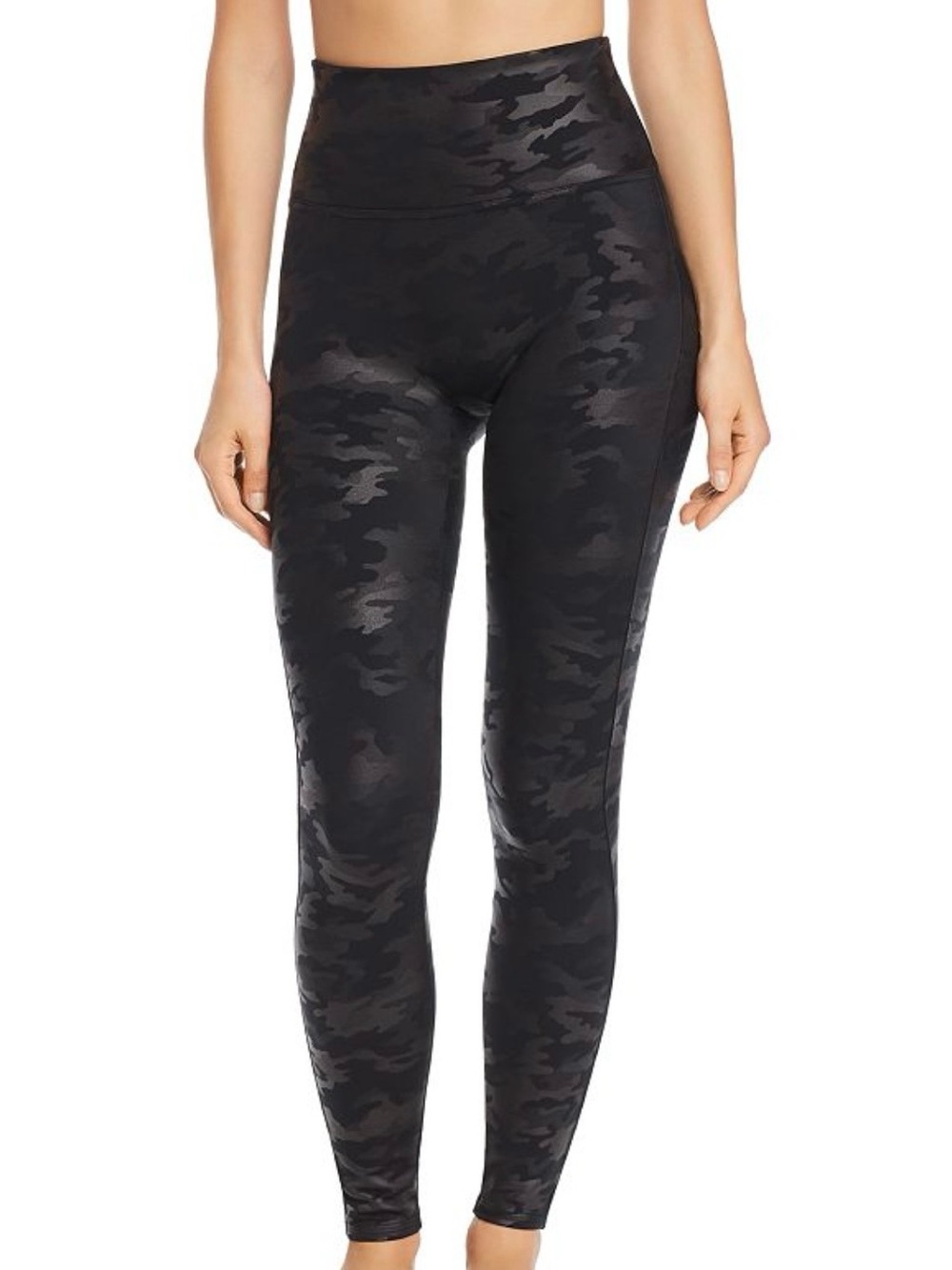 SPANX Black Camo Faux Leather Leggings